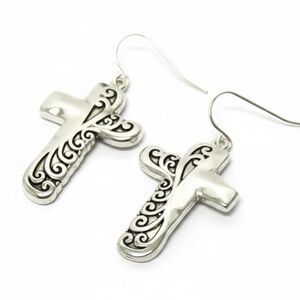 Womens Stainless Steel Small Cross Earring